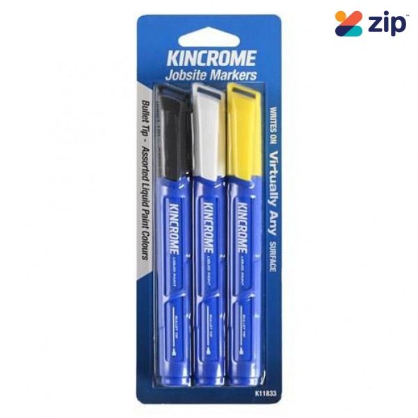 Kincrome K11833 - 3 Piece Paint Marker Bullet Tip Assorted Colour